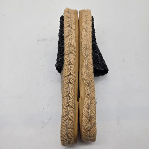 Hype Womens Size 10 Slide Sandals Leather Flat Open Toe Slip On espadrille Black - Picture 5 of 8